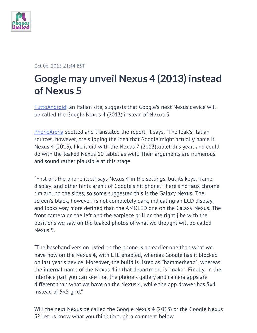 Google May Unveil Nexus 4 (2013) Instead of Nexus 5