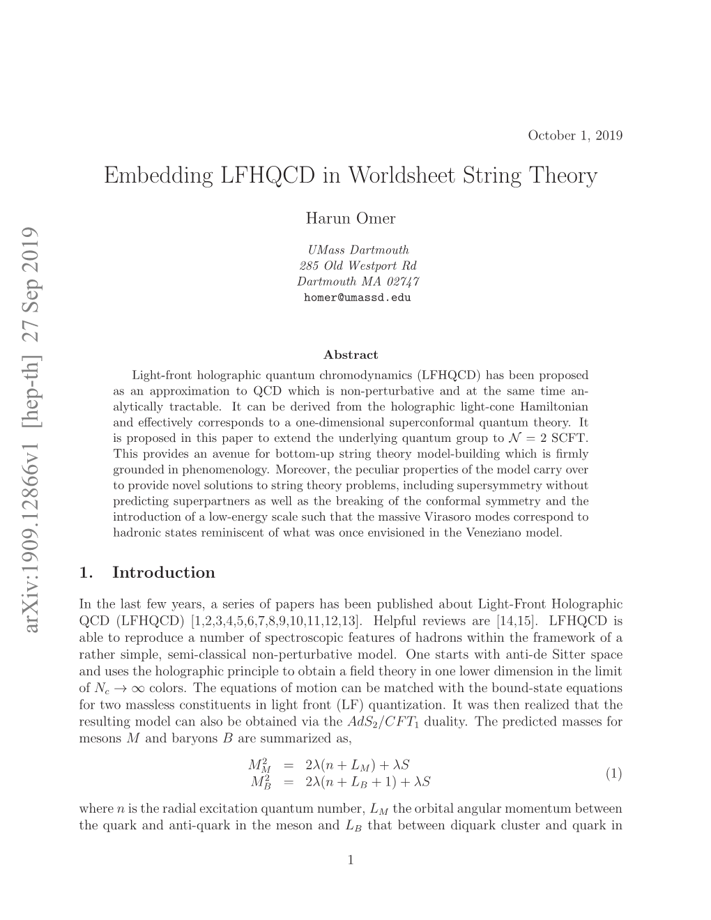 Embedding LFHQCD in Worldsheet String Theory