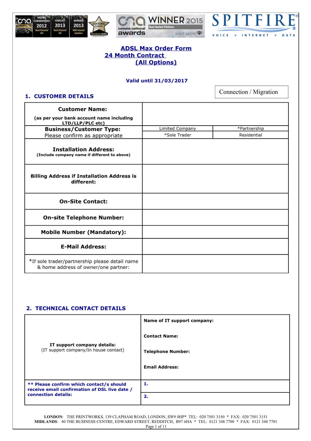 Isp Order Form