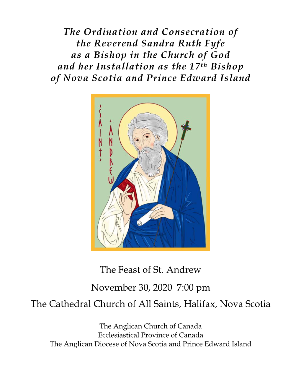 The Ordination and Consecration of the Reverend Sandra Ruth Fyfe As