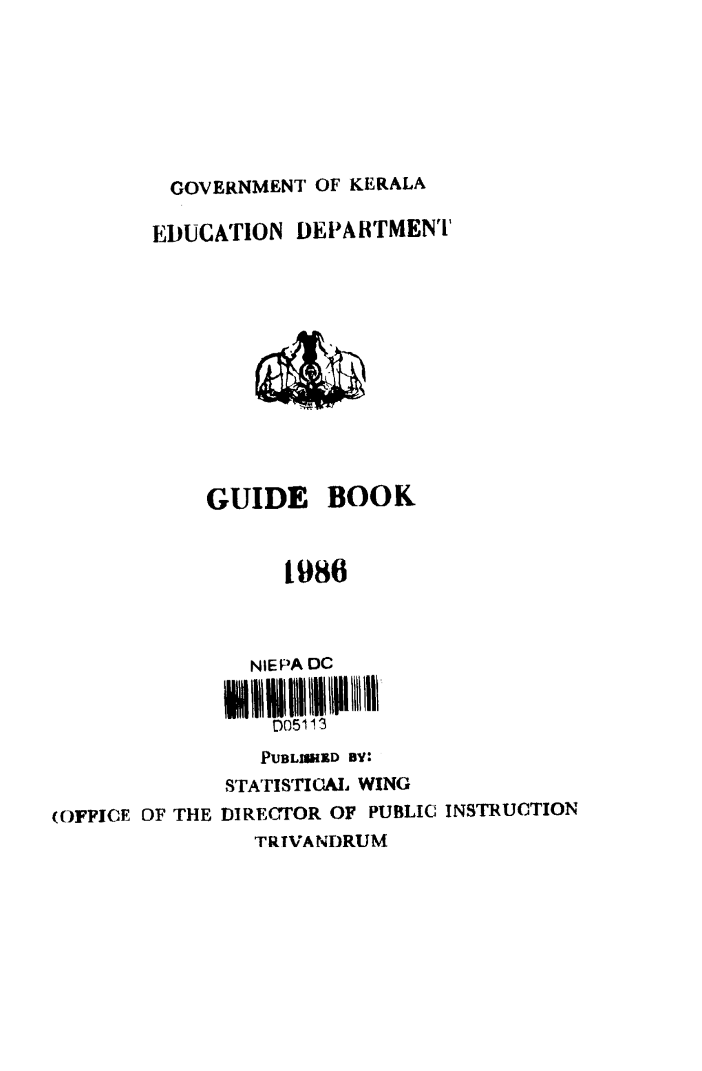 Govt of Kerala Education Department Guide Book 1986