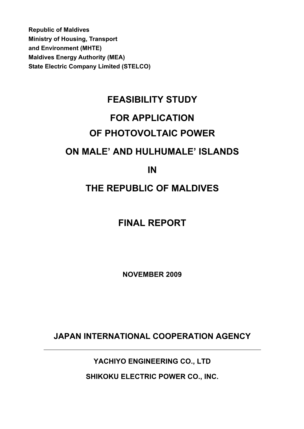 Feasibility Study for Application of Photovoltaic