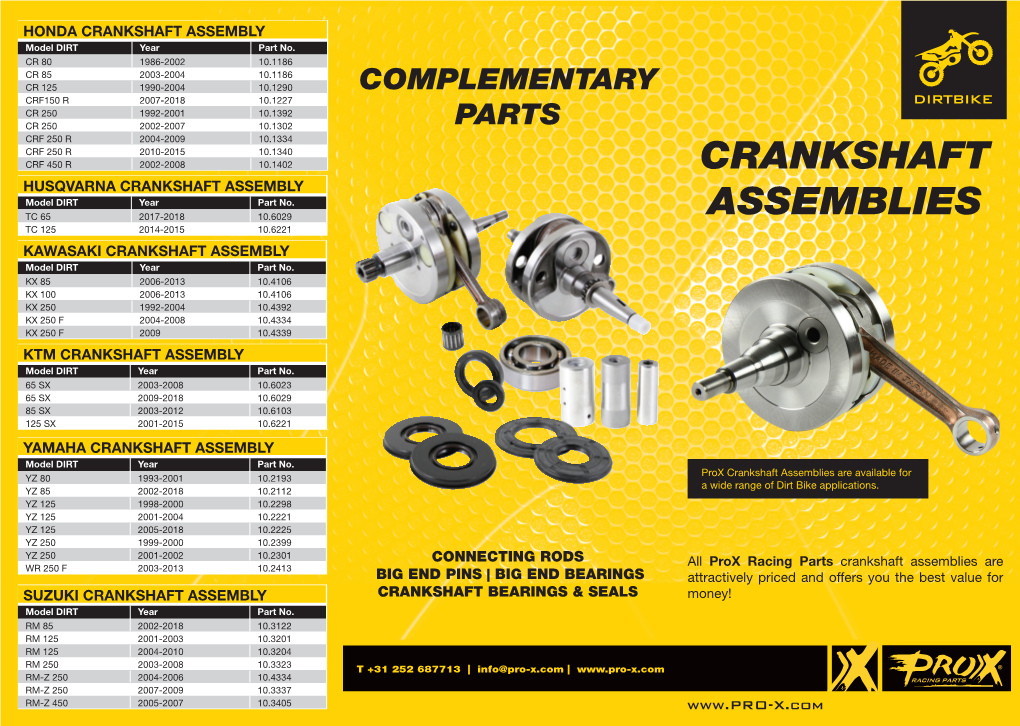 Crankshaft Assemblies Are Available for YZ 80 1993-2001 10.2193 a Wide Range of Dirt Bike Applications