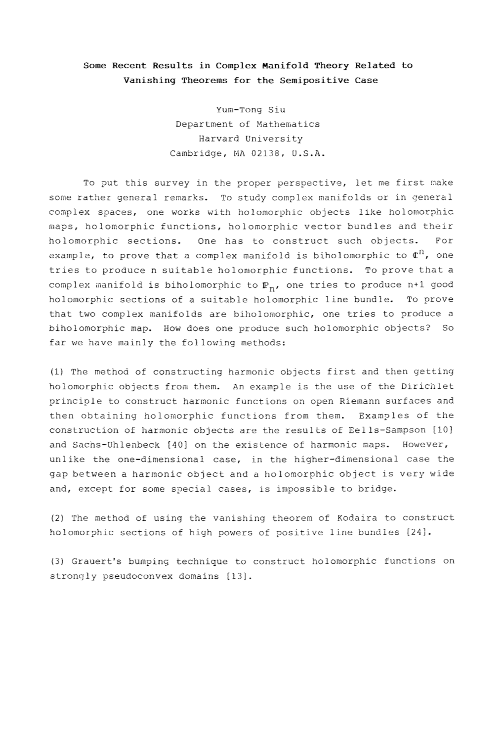 Some Recent Results in Complex Manifold Theory Related to Vanishing Theorems for the Semipositive Case