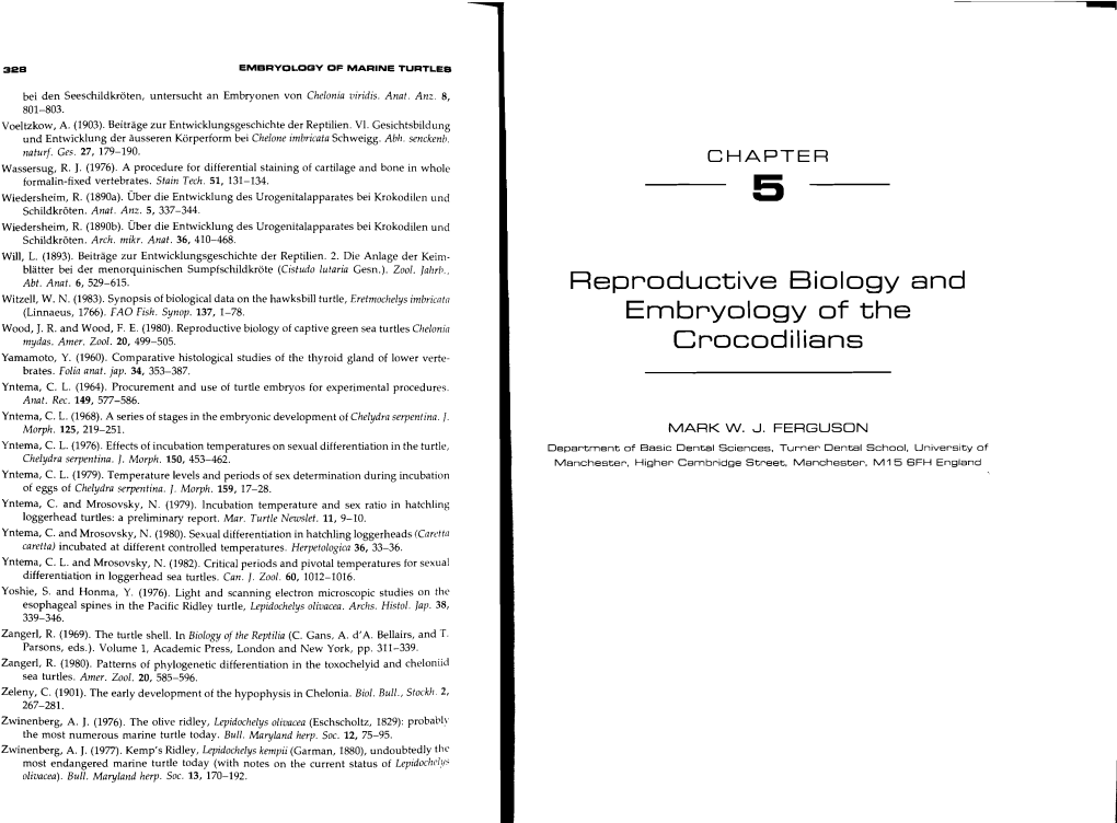 Reproductive Biology and Embryology of the Crocodilians