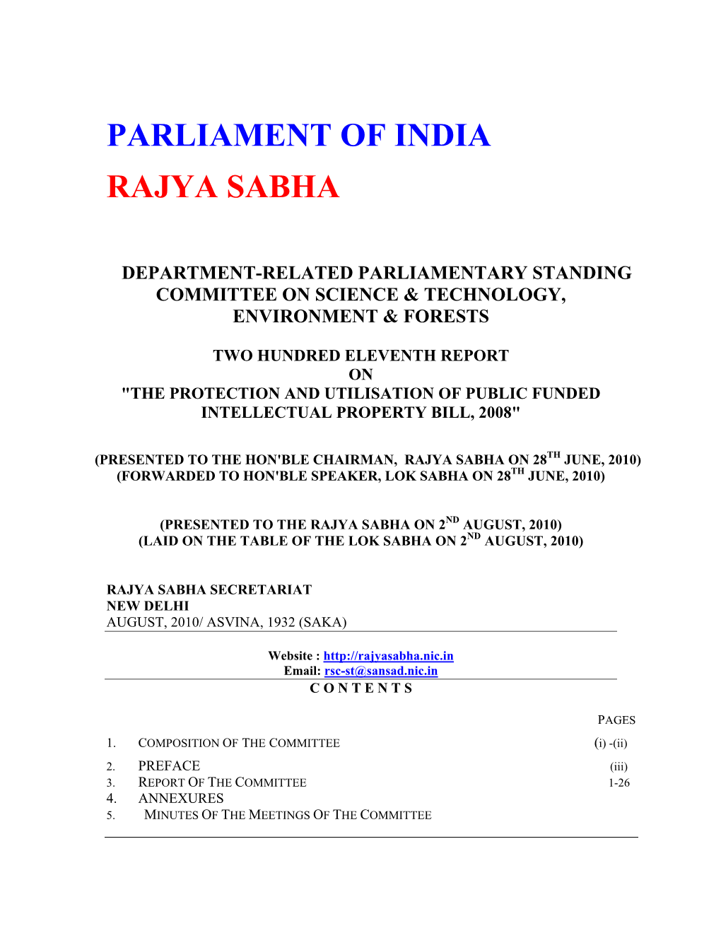 Parliament of India Rajya Sabha