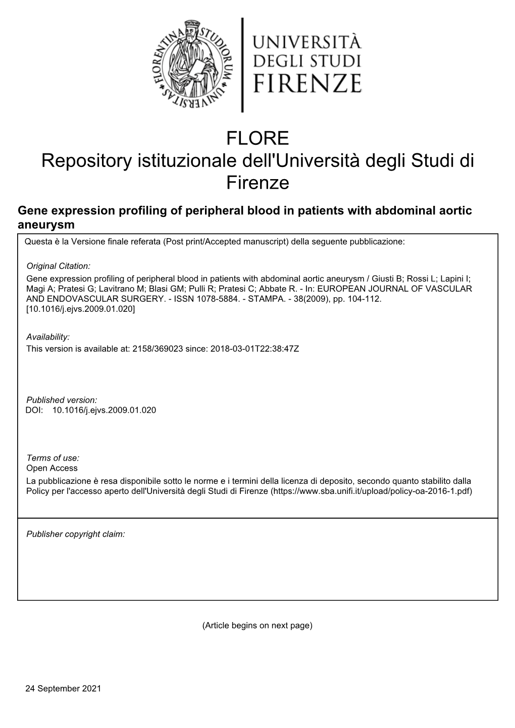 Gene Expression Profiling of Peripheral Blood in Patients With