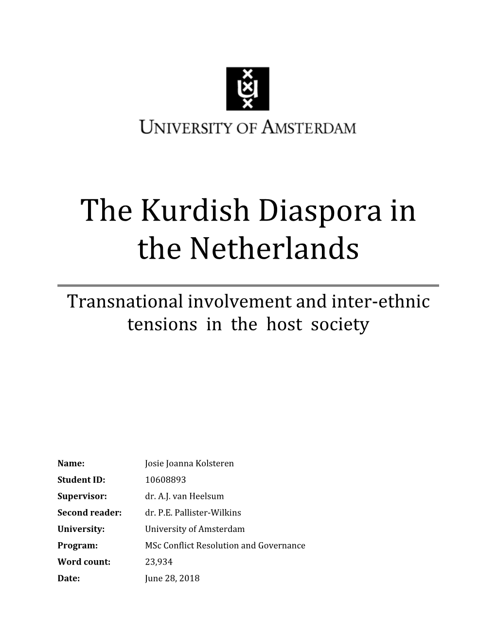The Kurdish Diaspora in the Netherlands