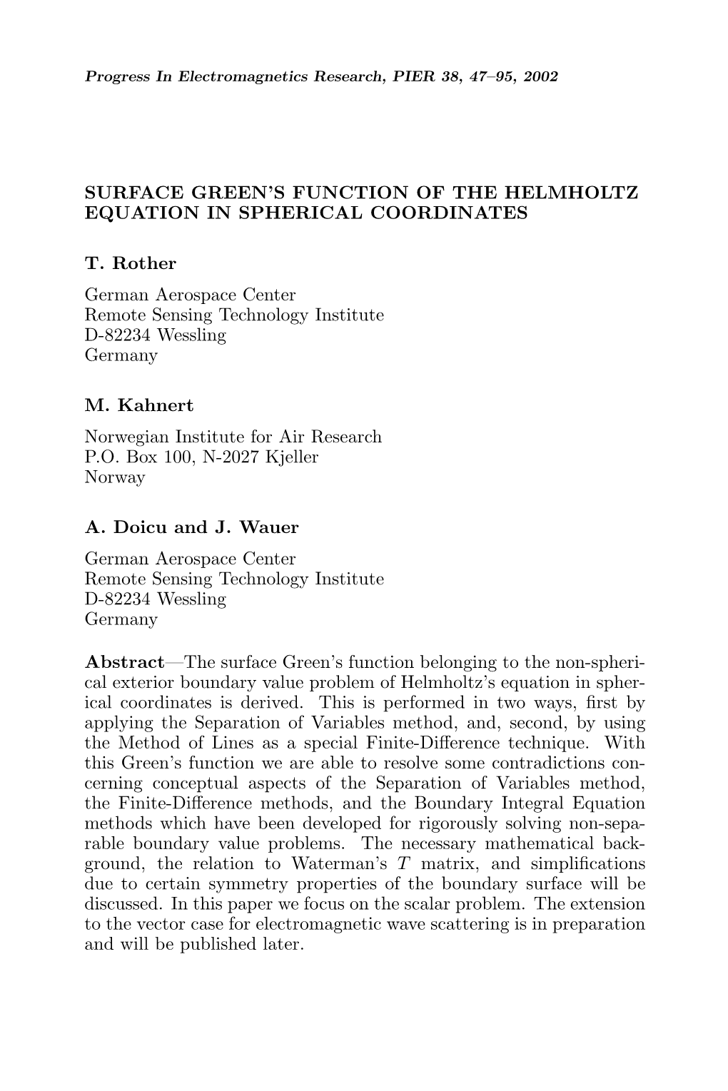 Surface Green's Function of the Helmholtz Equation In