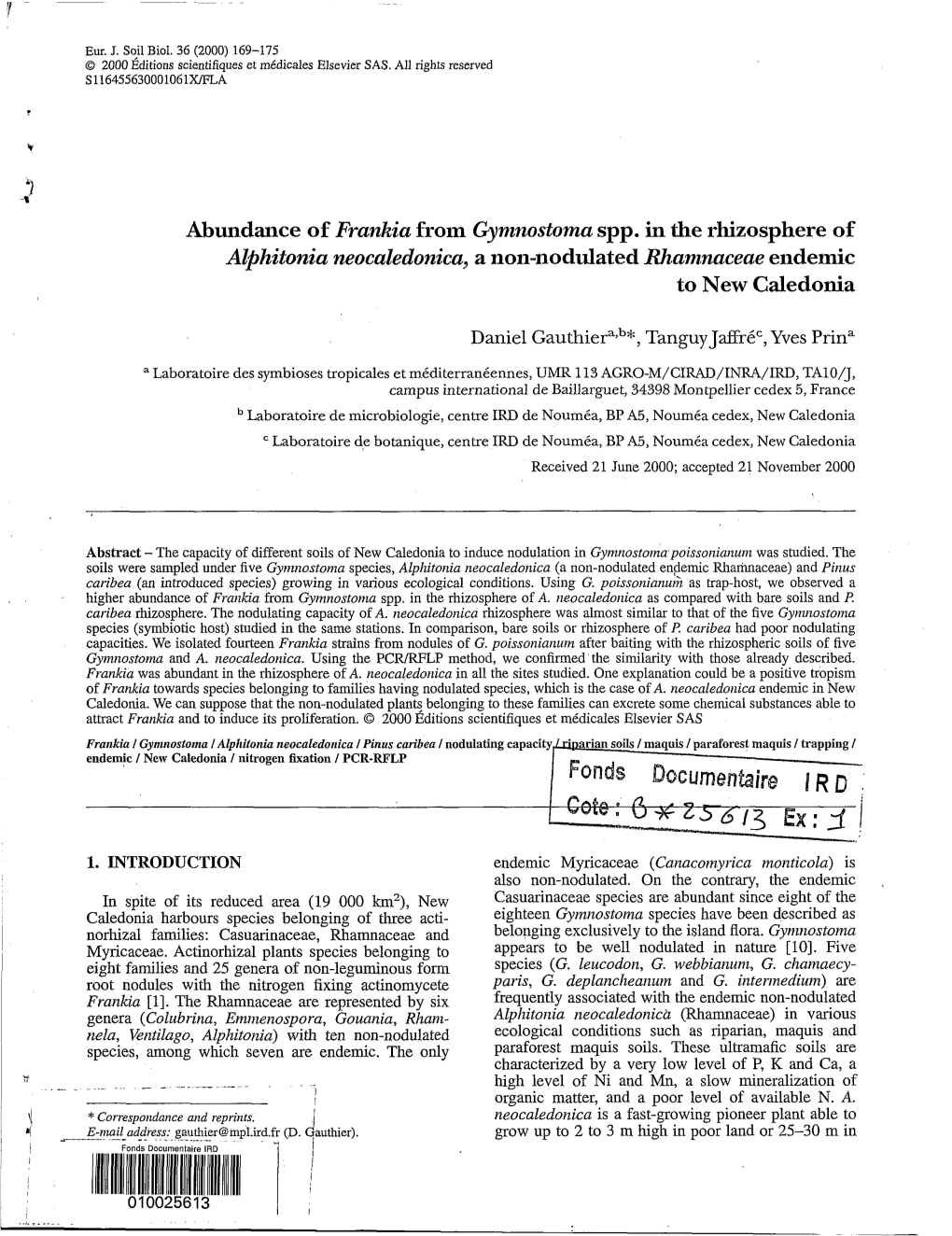 Abundance of Frankia from Gymnostoma Spp. in The