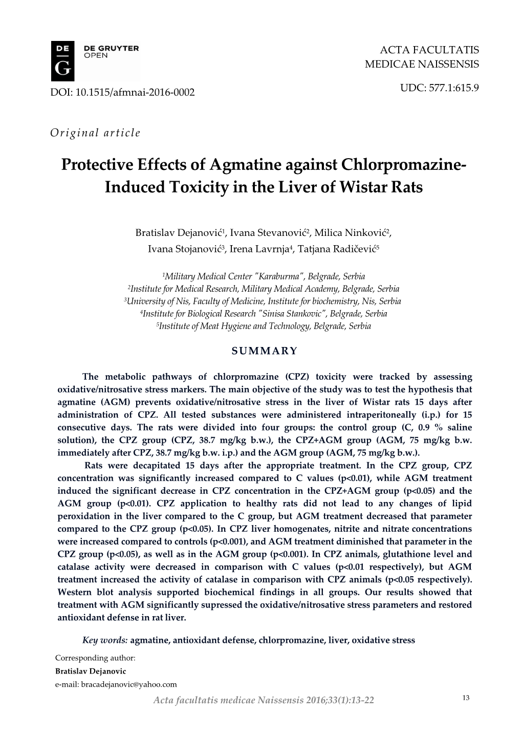 Induced Toxicity in the Liver of Wistar Rats