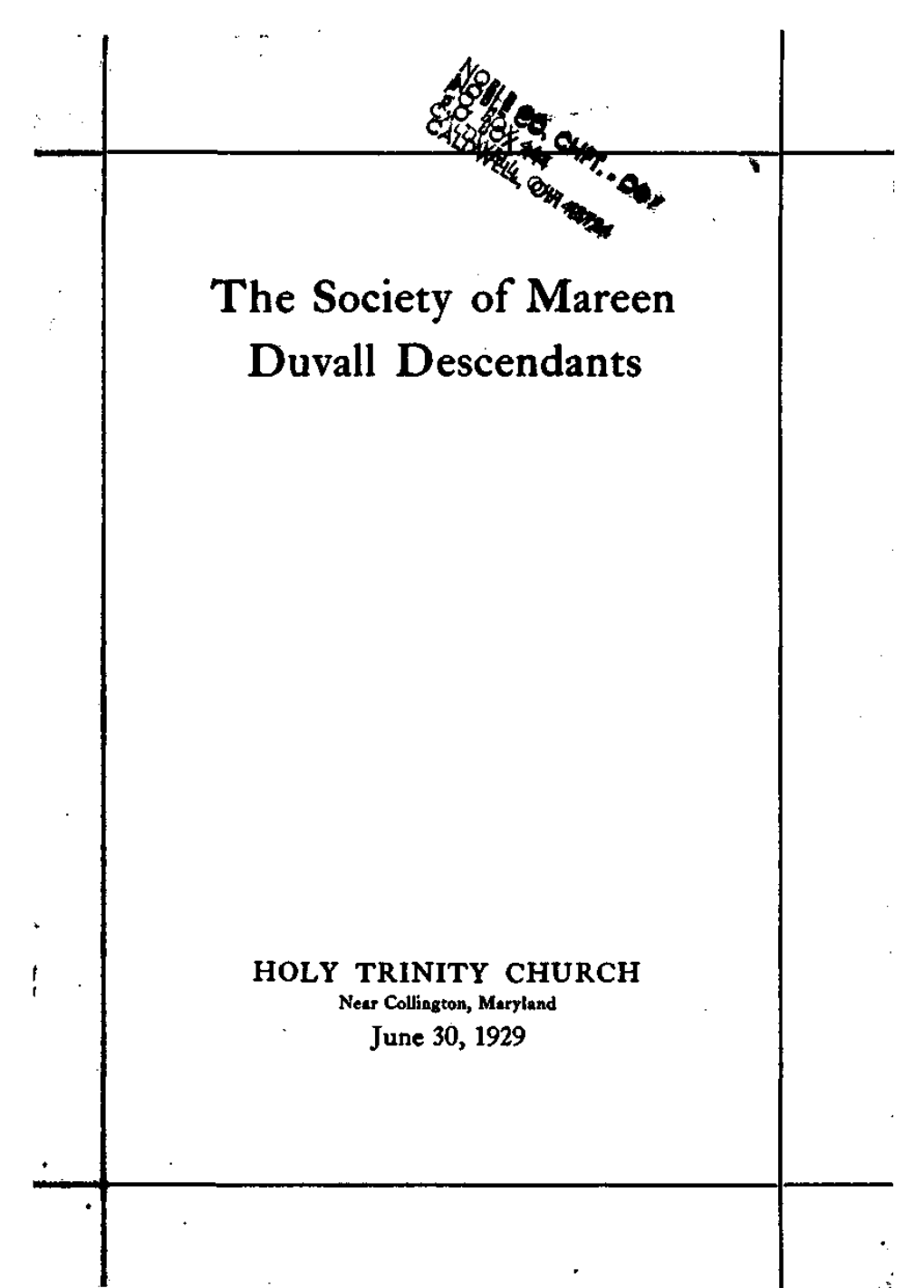 The Society of Mareen Duvall Descendants