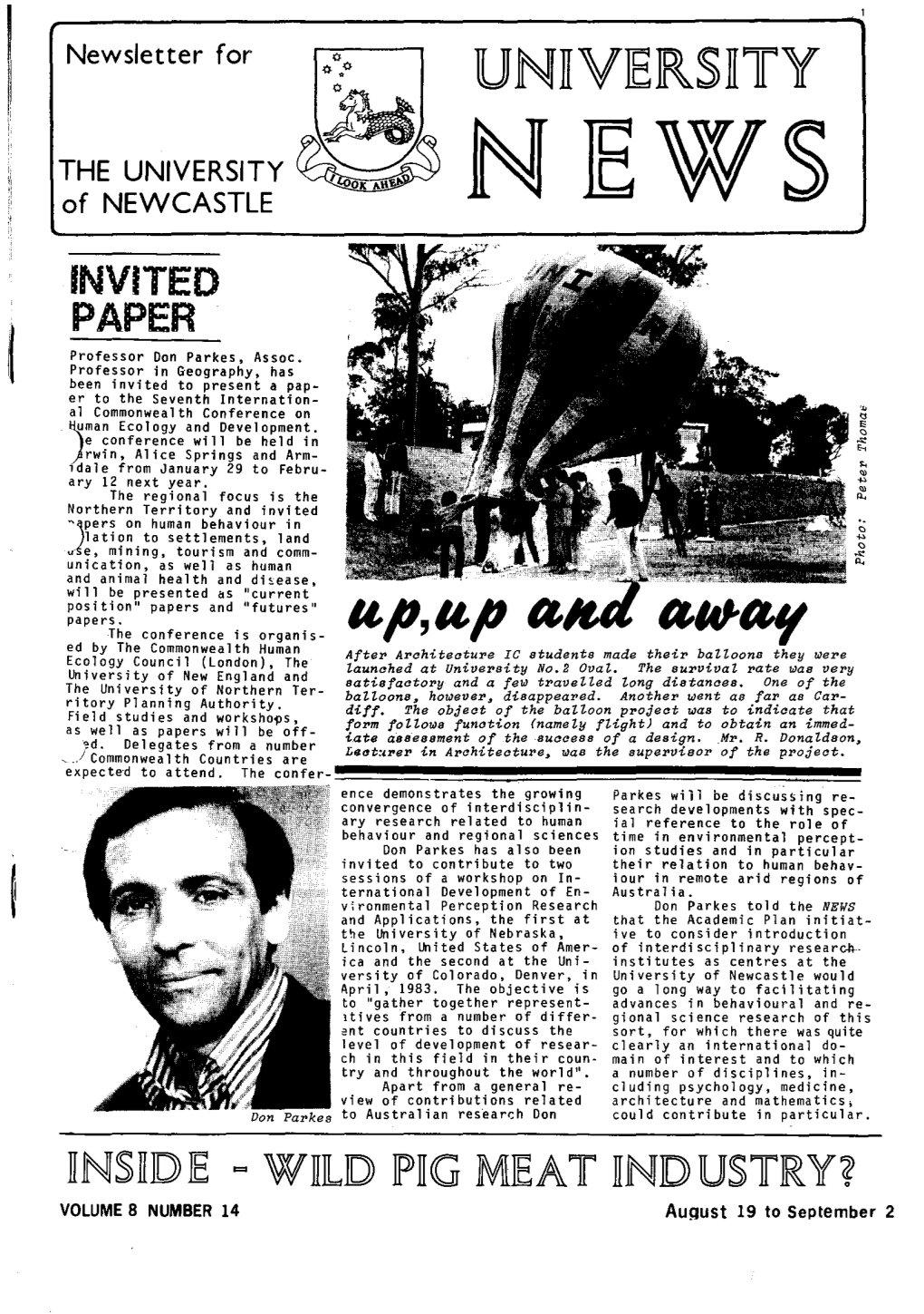 The University News, Vol. 8, No. 14, August 19 – September 2, 1982