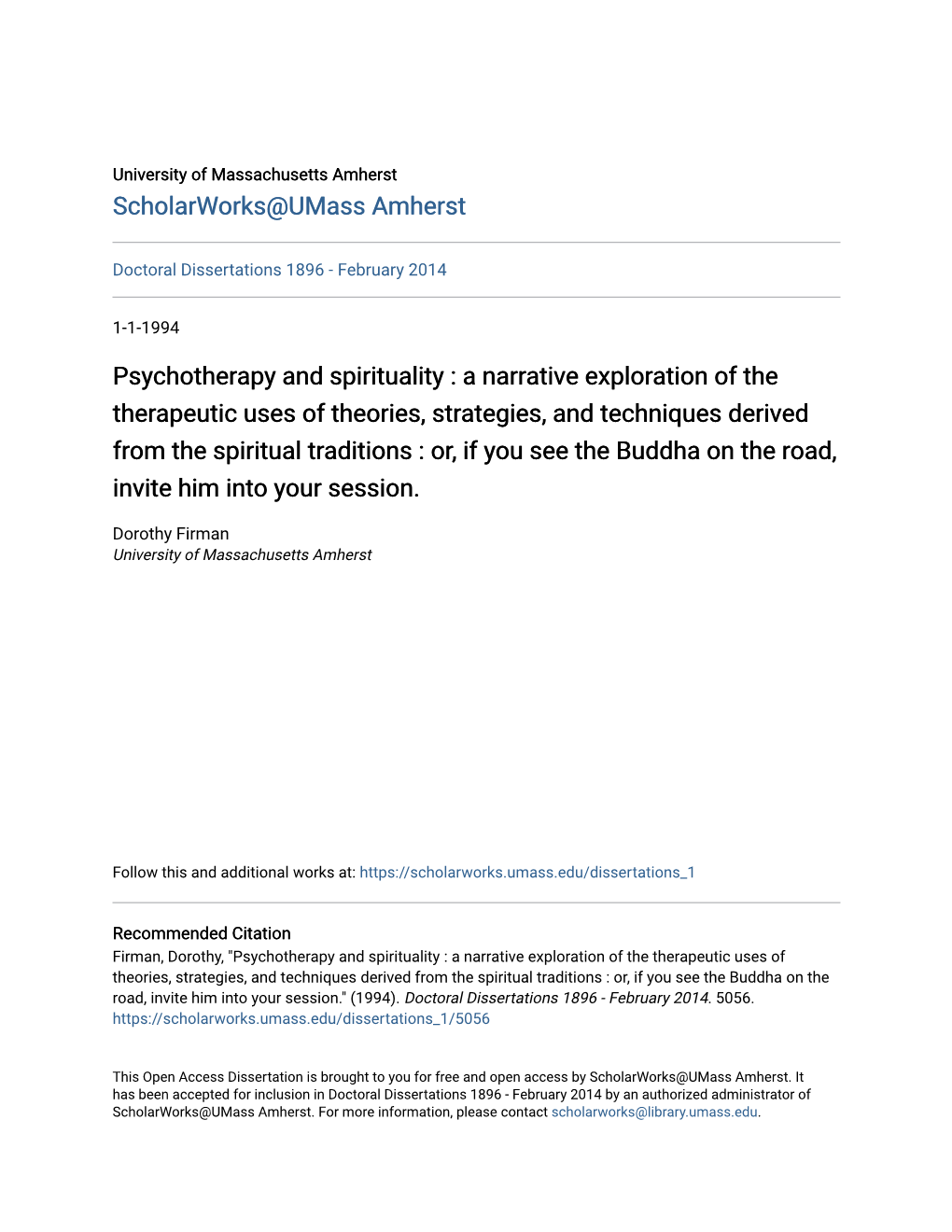 Psychotherapy and Spirituality