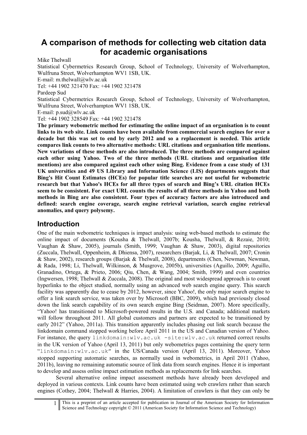 A Comparison of Methods for Collecting Web Citation Data for Academic Organisations