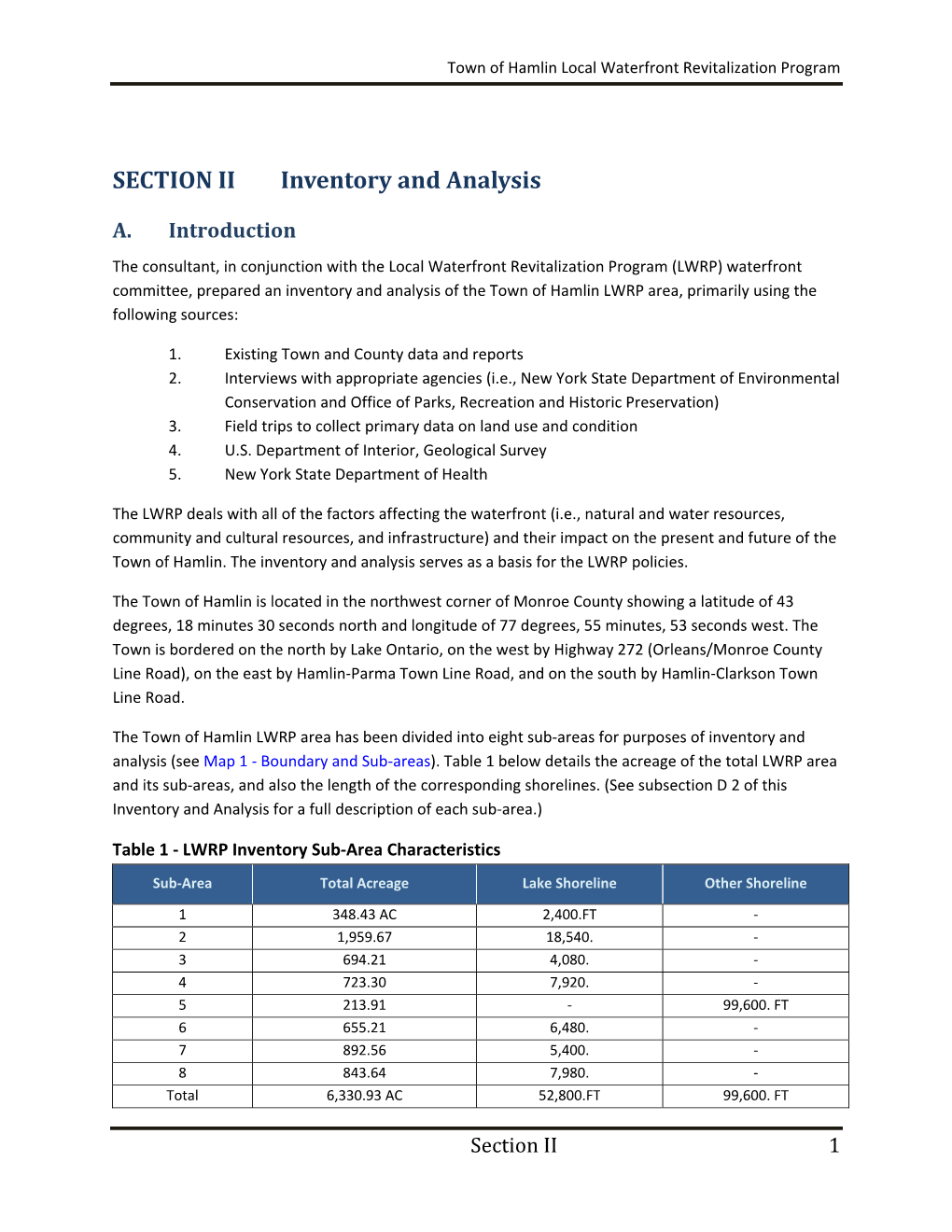 Town of Hamlin Section II. Inventory and Analysis