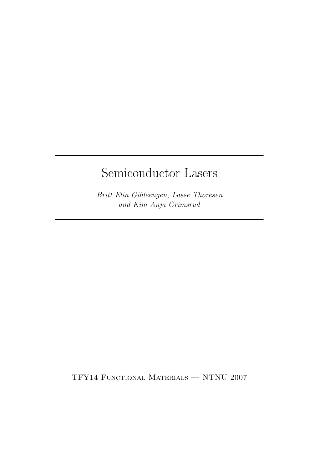 Semiconductor Lasers