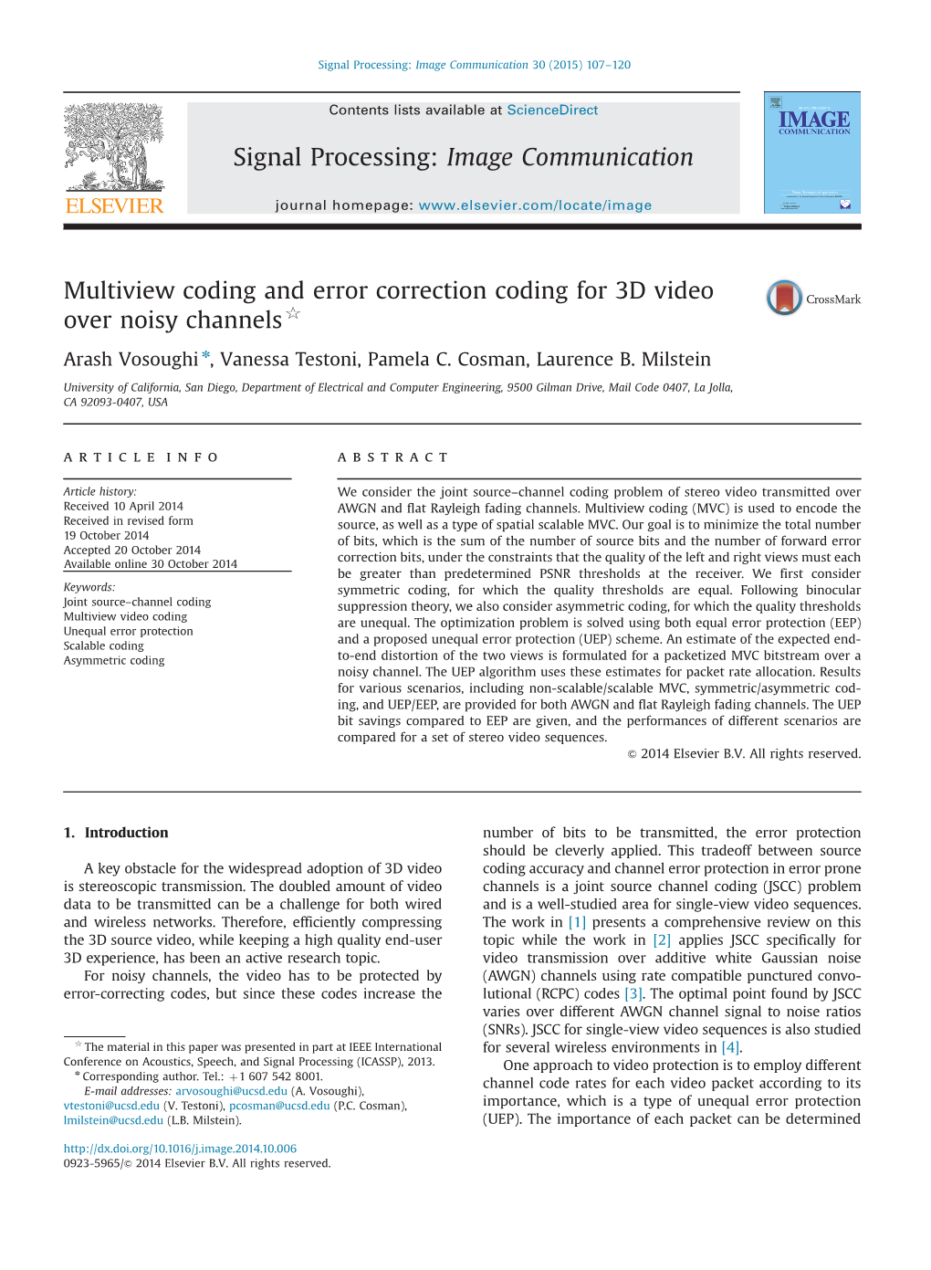 Multiview Coding and Error Correction Coding for 3D Video Over Noisy Channels$