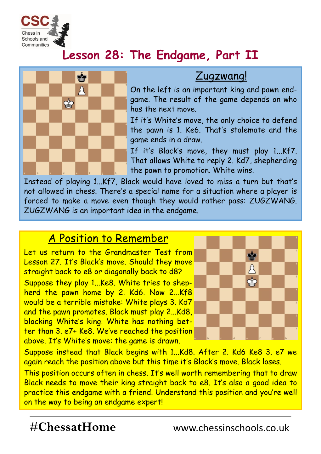 Chessathome the Opposition This Is Another Important Position, Also Worth Practising