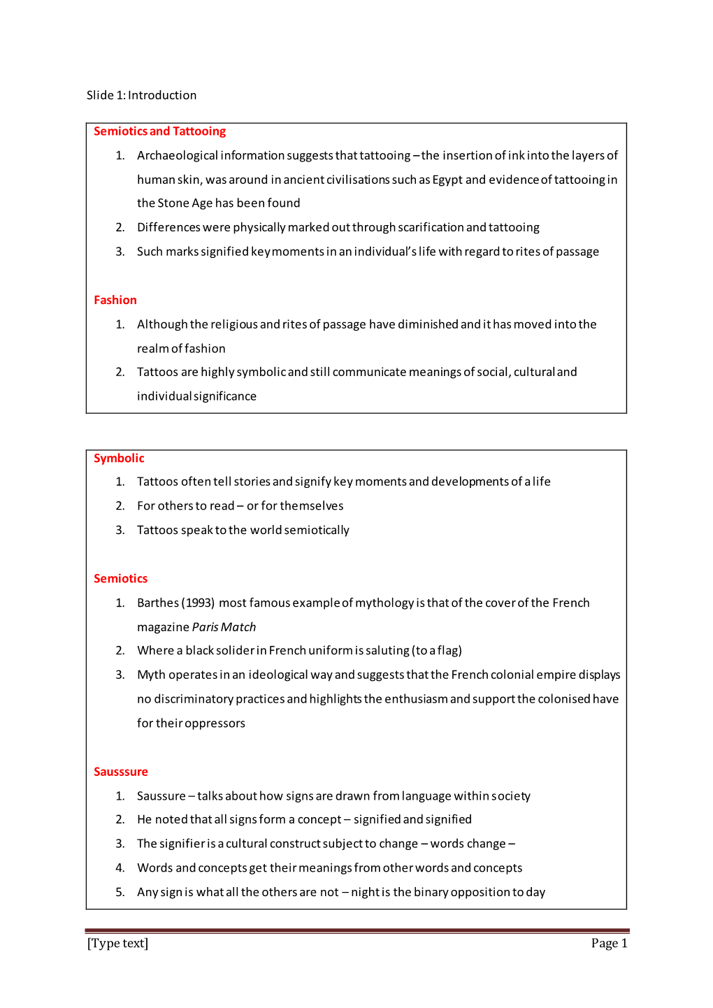 Introduction Semiotics and Tattooing 1. Archaeological Information