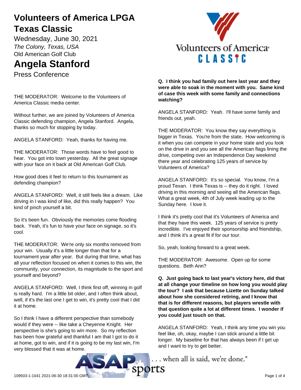 Angela Stanford Press Conference Q