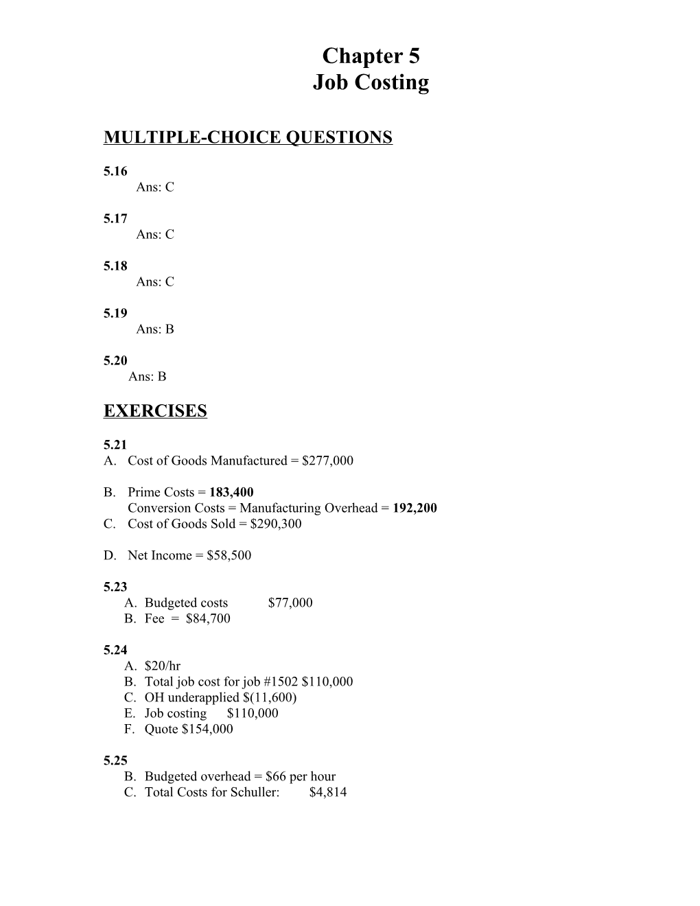 Solutions for Problems in Chapter 5