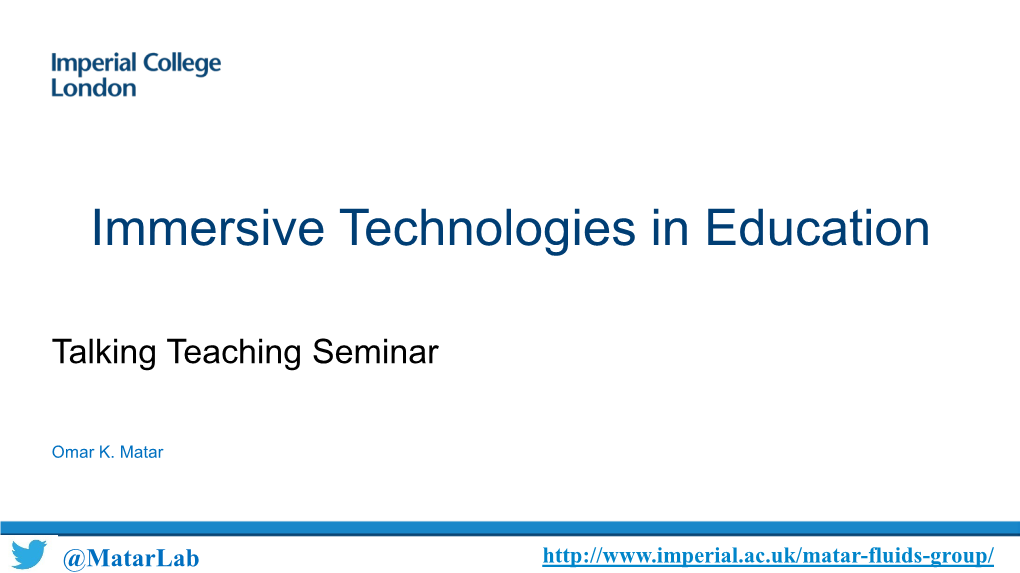 Immersive Technologies in Education