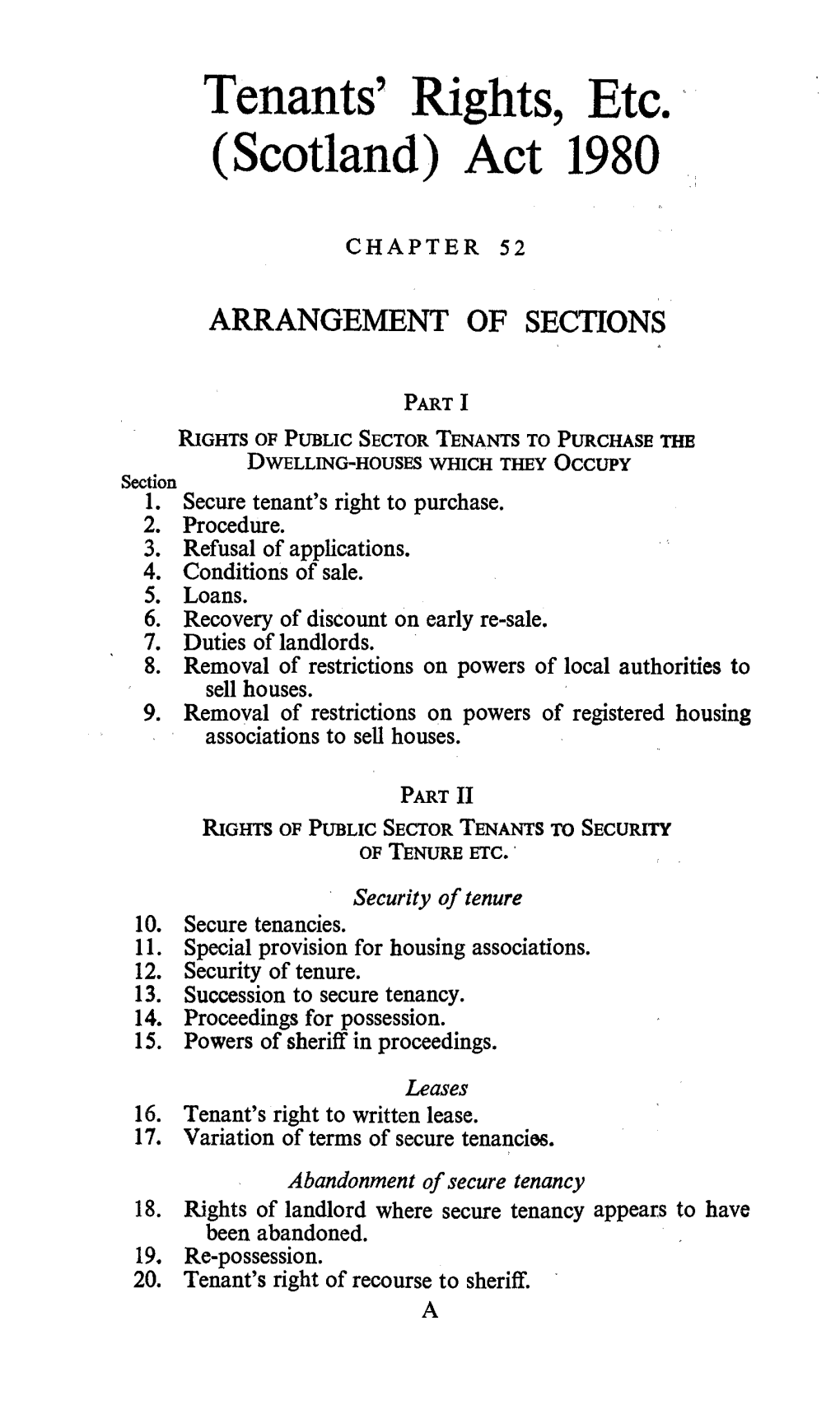 Tenants' Rights, Etc. (Scotland) Act 1980