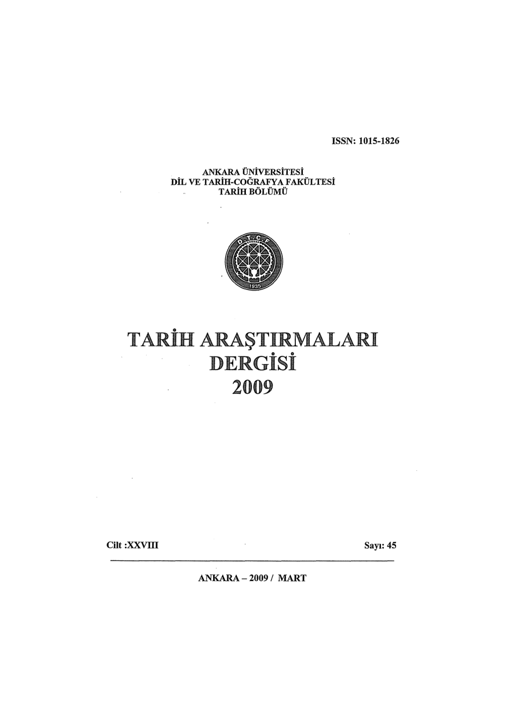 Tarih Araştirmalari Dergisi 2009