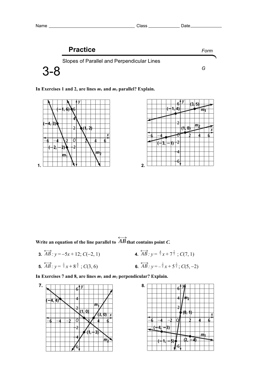 In Exercises 1 and 2, Are Lines M1 and M2 Parallel? Explain