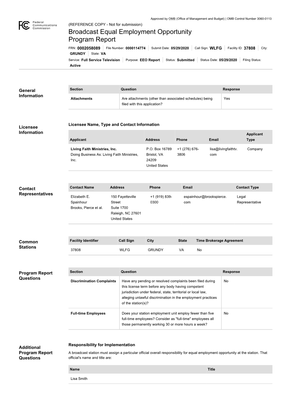 WLFG-FILED-EEO-Program-Report