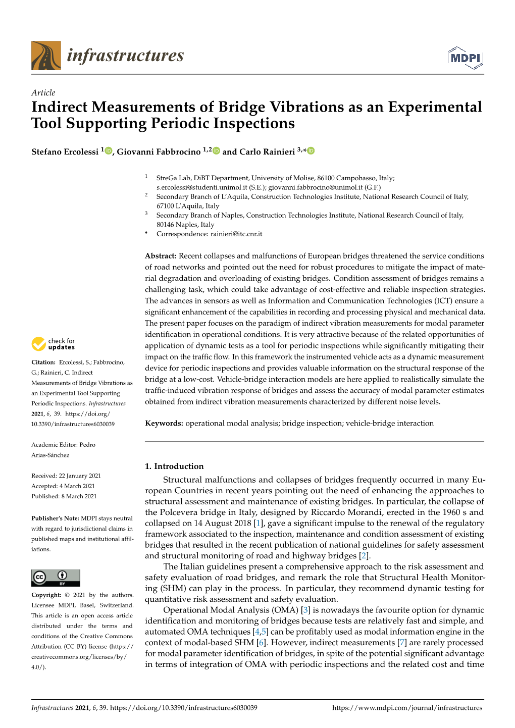 Indirect Measurements of Bridge Vibrations As an Experimental Tool Supporting Periodic Inspections