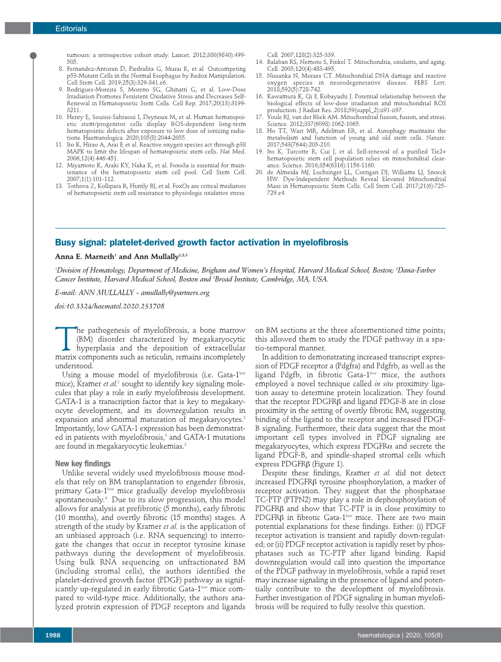 Busy Signal: Platelet-Derived Growth Factor Activation in Myelofibrosis Anna E