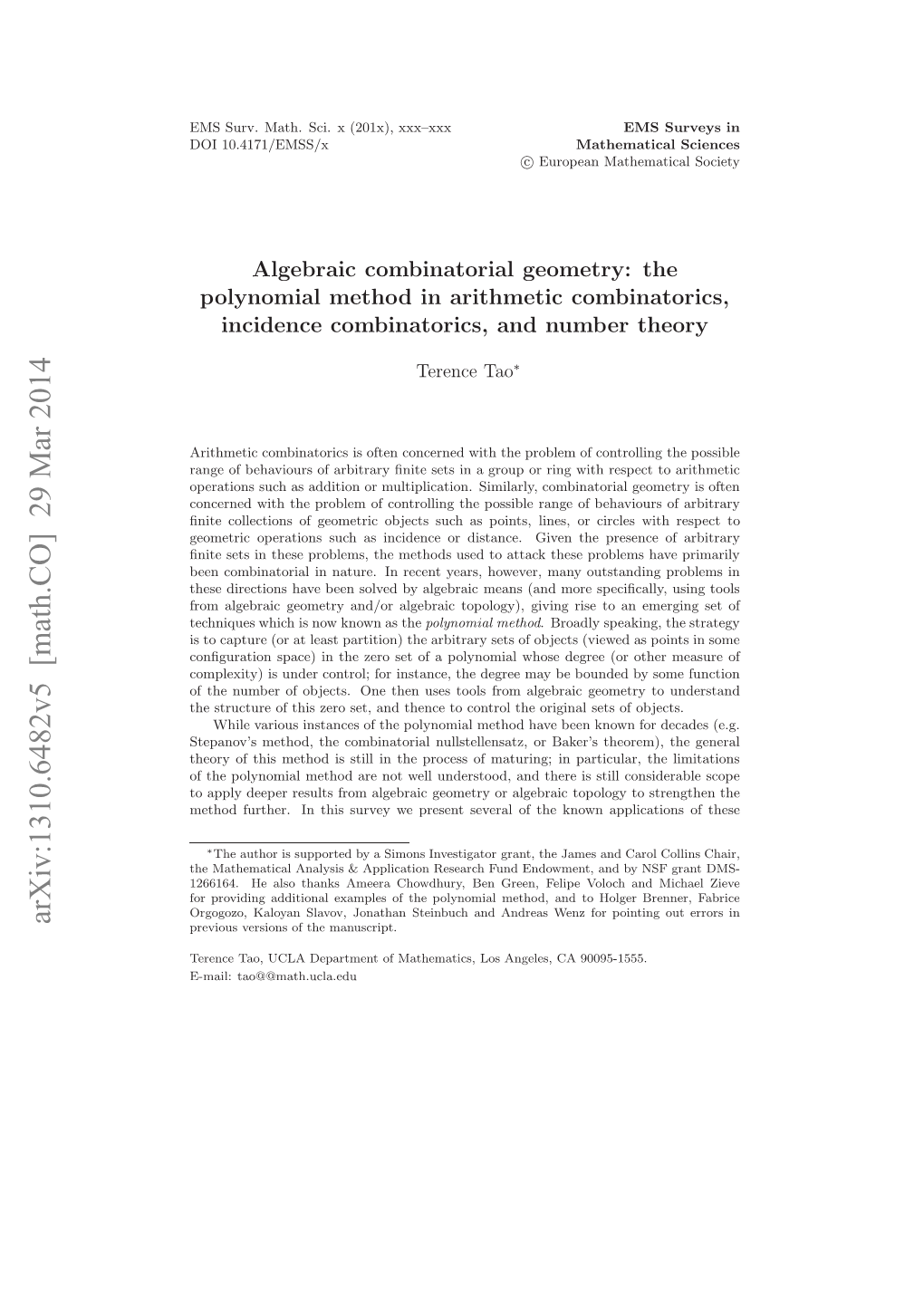 Algebraic Combinatorial Geometry: the Polynomial Method in Arithmetic