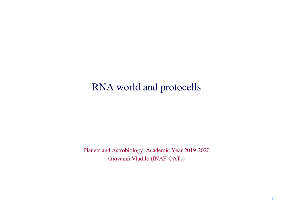 RNA World and Protocells