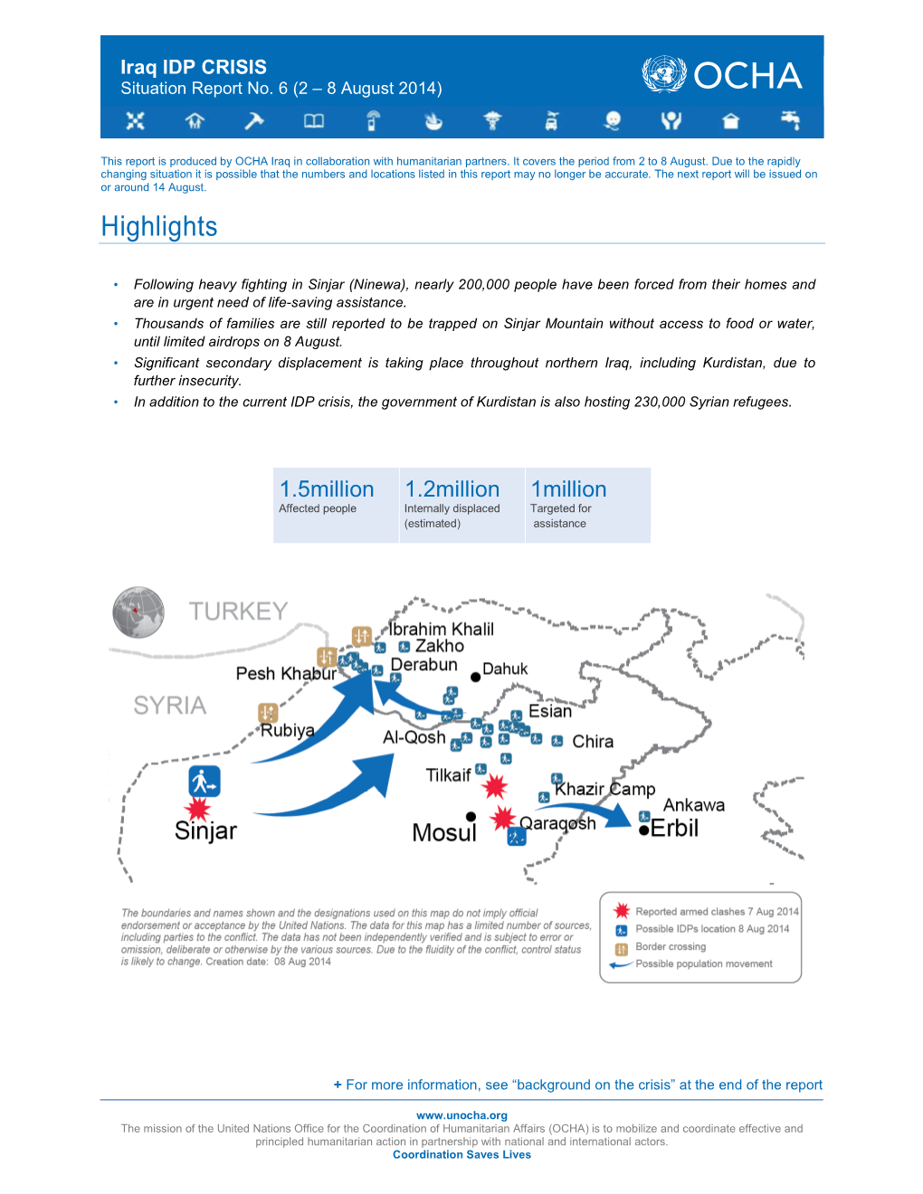 Iraq IDP CRISIS Situation Report No