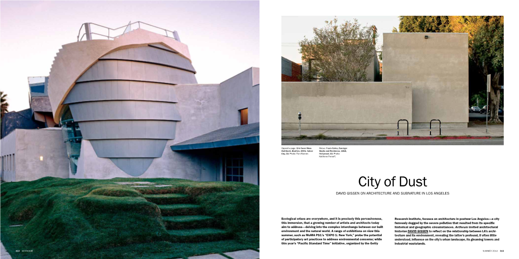 City of Dust David Gissen on Architecture and Subnature in Los Angeles
