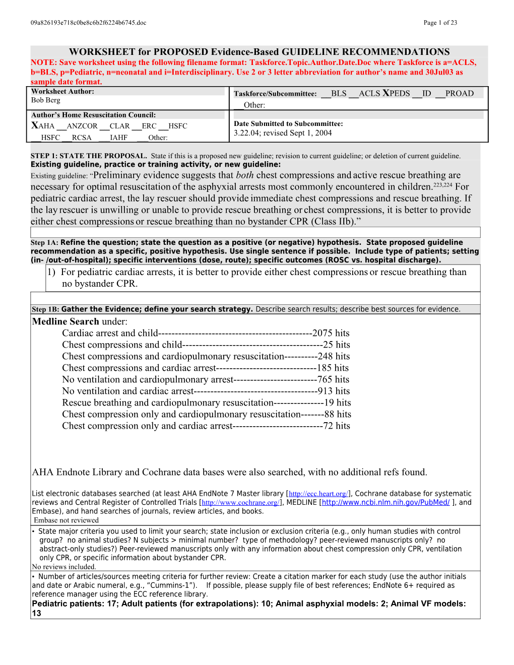 C2005 Evidence Evaluation Template - Oct.14, 2003