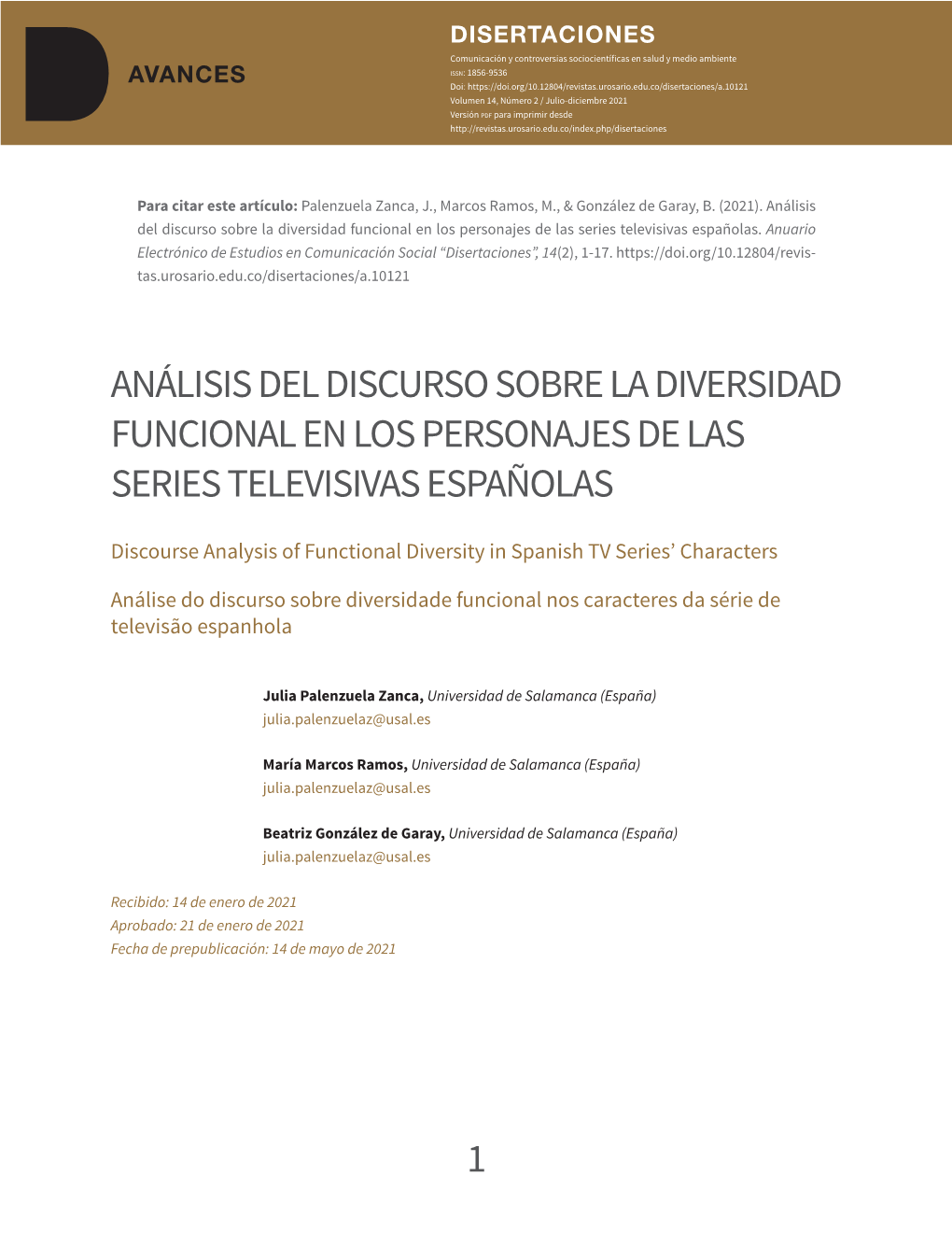 1 Análisis Del Discurso Sobre La Diversidad Funcional En