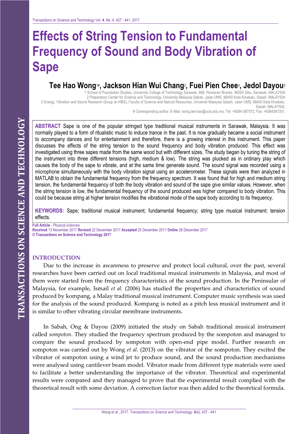 Effects of String Tension to Fundamental Frequency of Sound