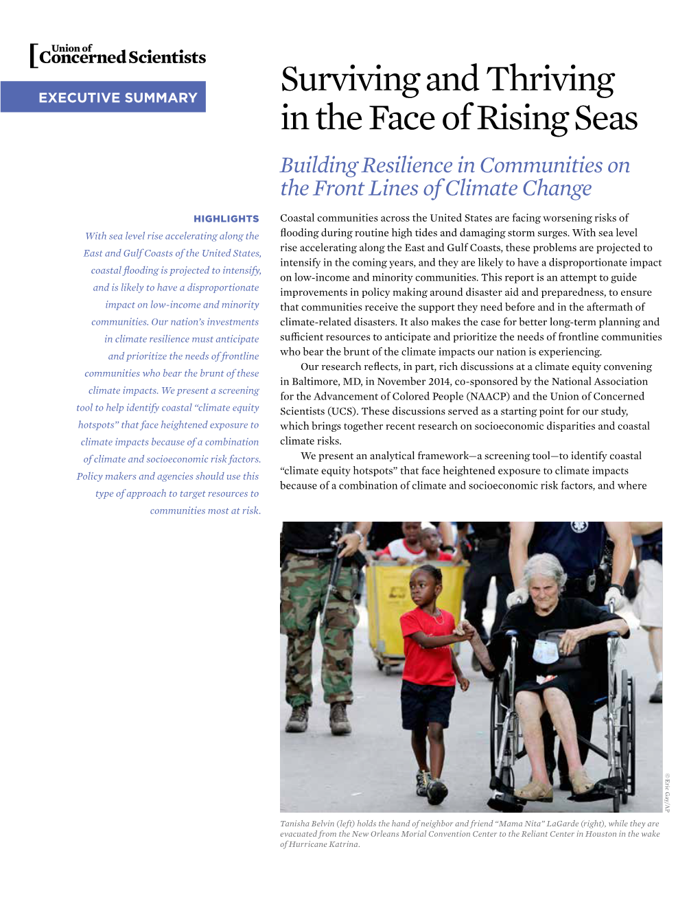 Surviving and Thriving in the Face of Rising Seas (2015) -- Executive