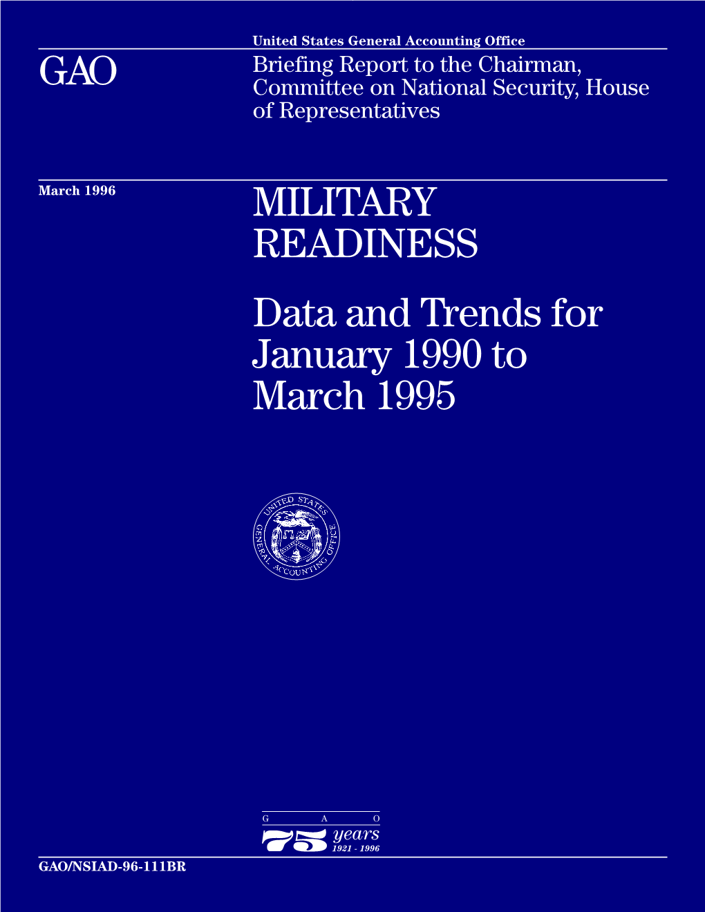 NSIAD-96-111BR Military Readiness B-271209