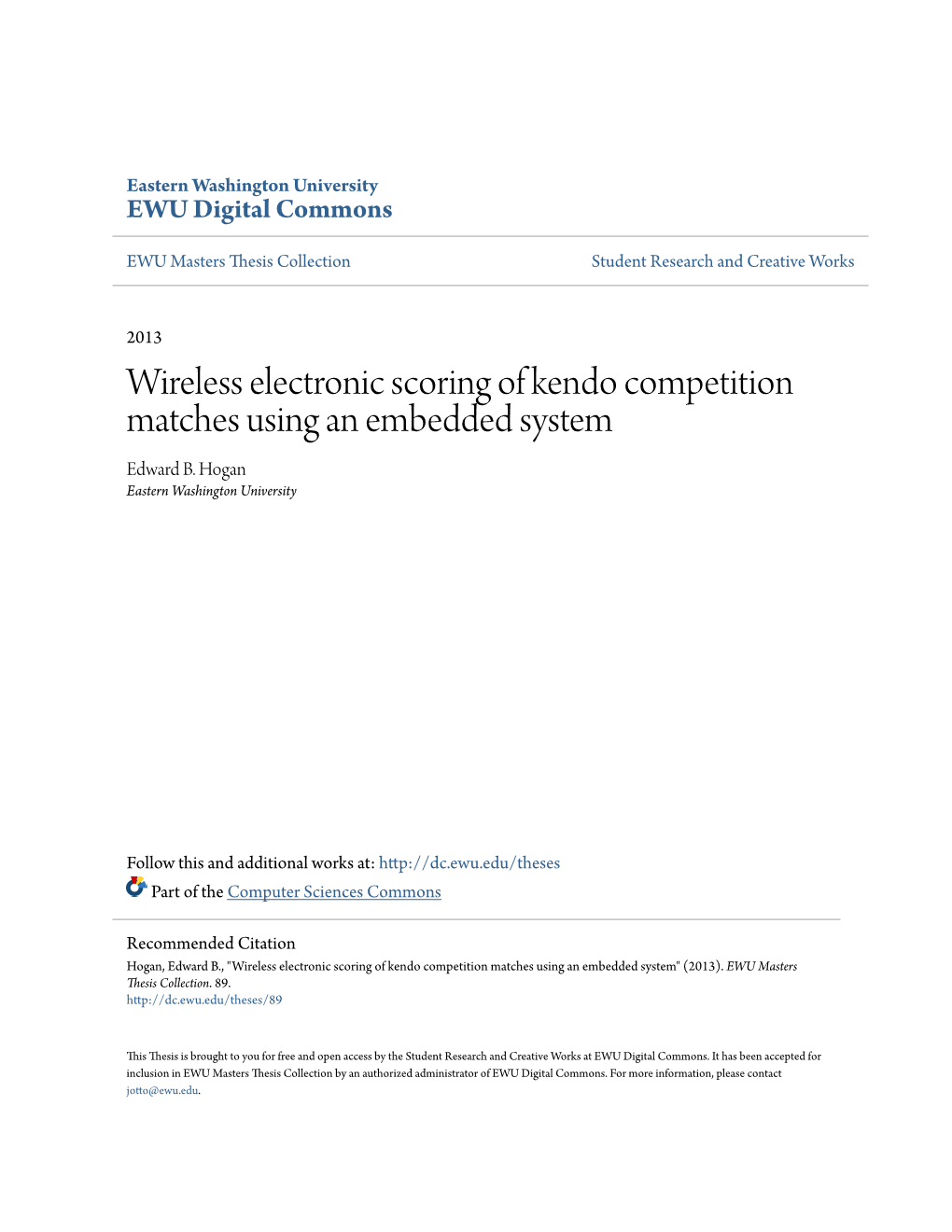 Wireless Electronic Scoring of Kendo Competition Matches Using an Embedded System Edward B