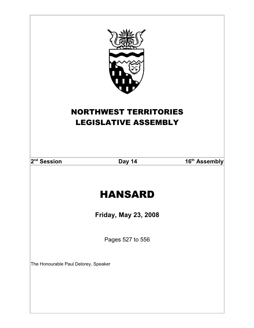 NWT HANSARD Blues s1