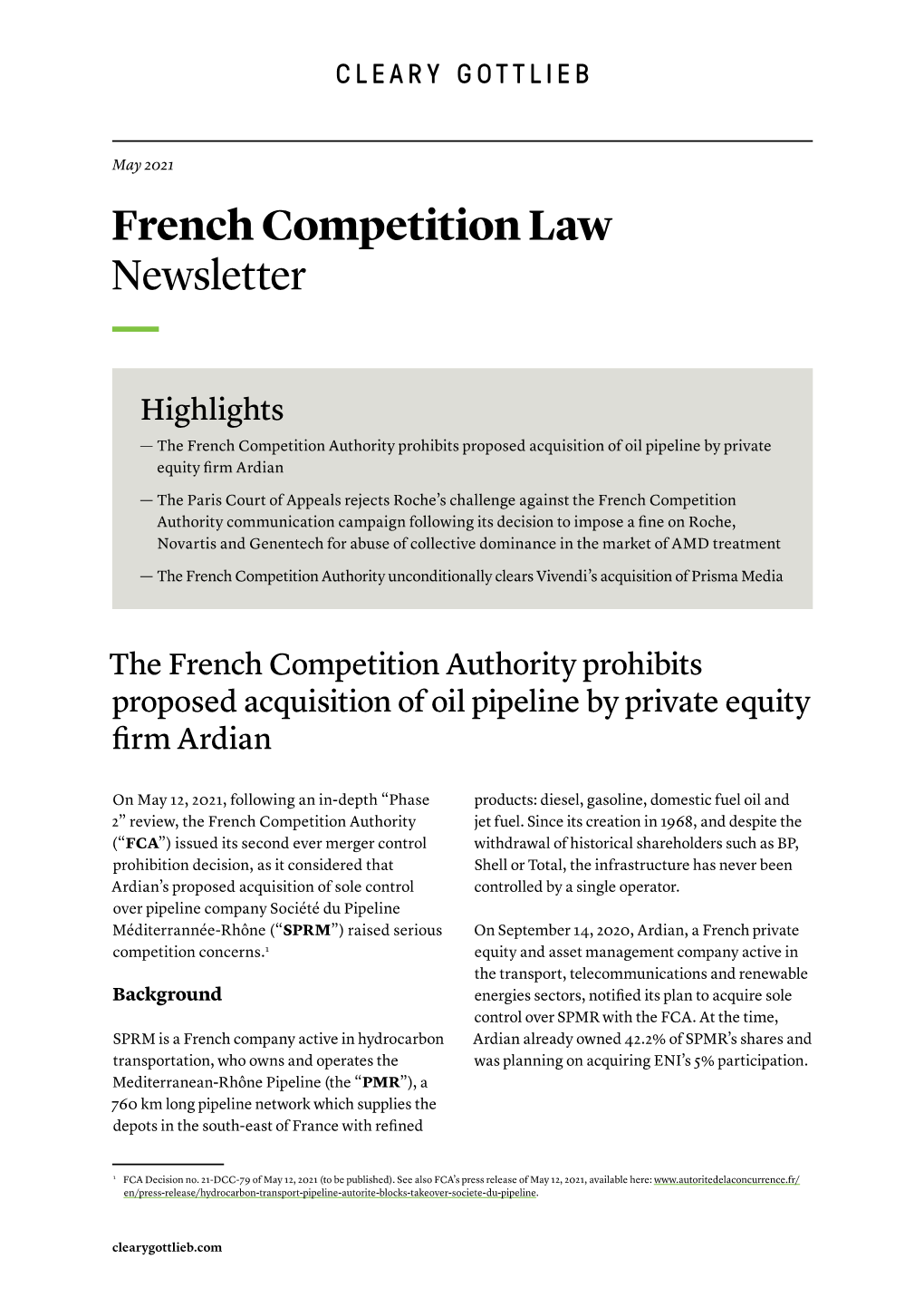 French Competition Law Newsletter, May 2021