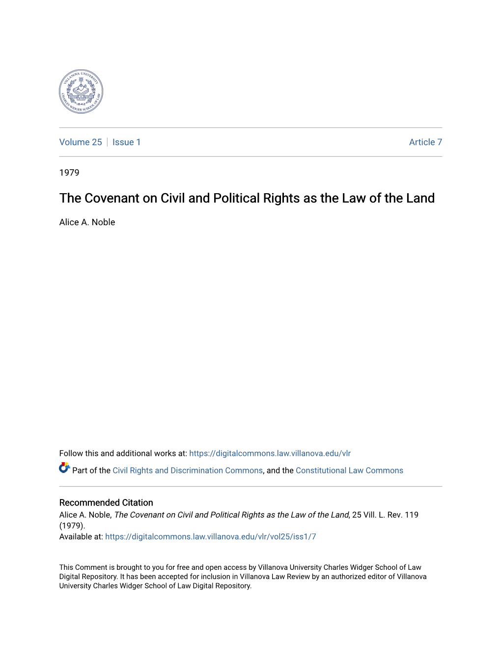 The Covenant on Civil and Political Rights As the Law of the Land