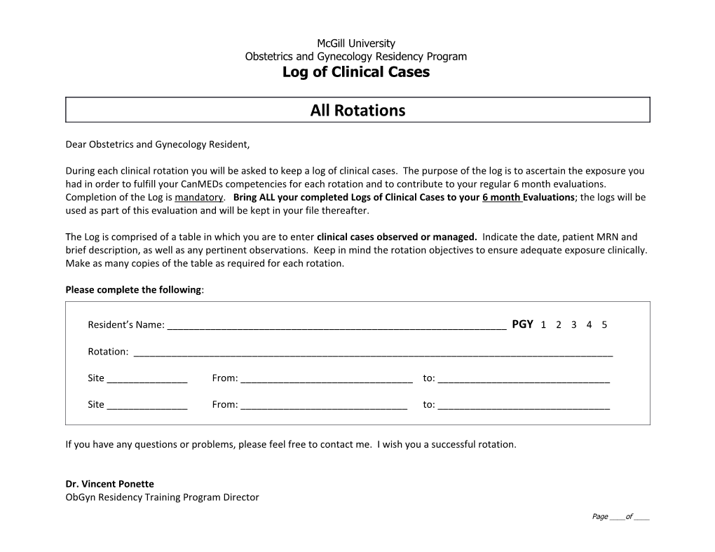 Obstetrics and Gynecology Residency Program