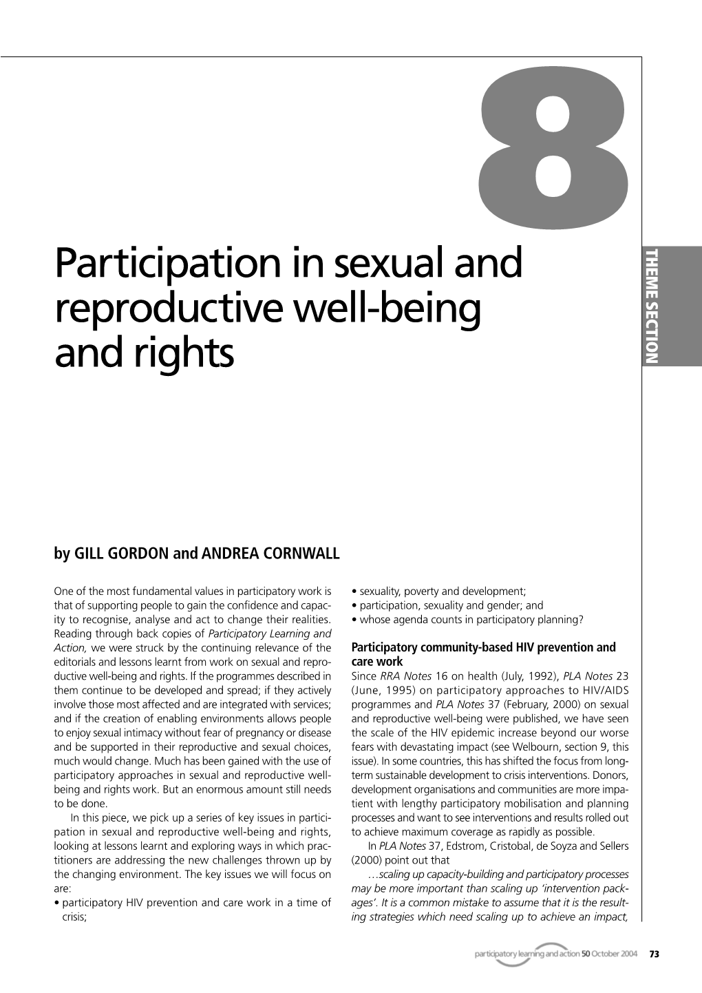 Participation in Sexual and Reproductive Well-Being and Rights