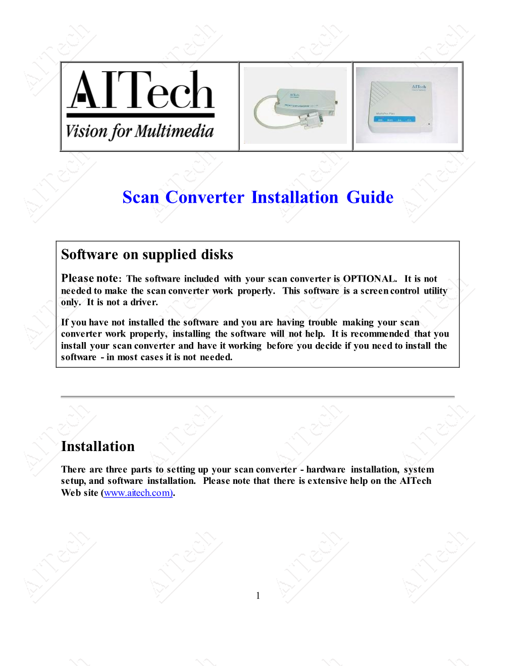 General Scan Converter Installation Process