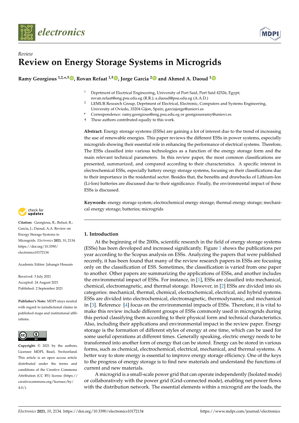 Review on Energy Storage Systems in Microgrids